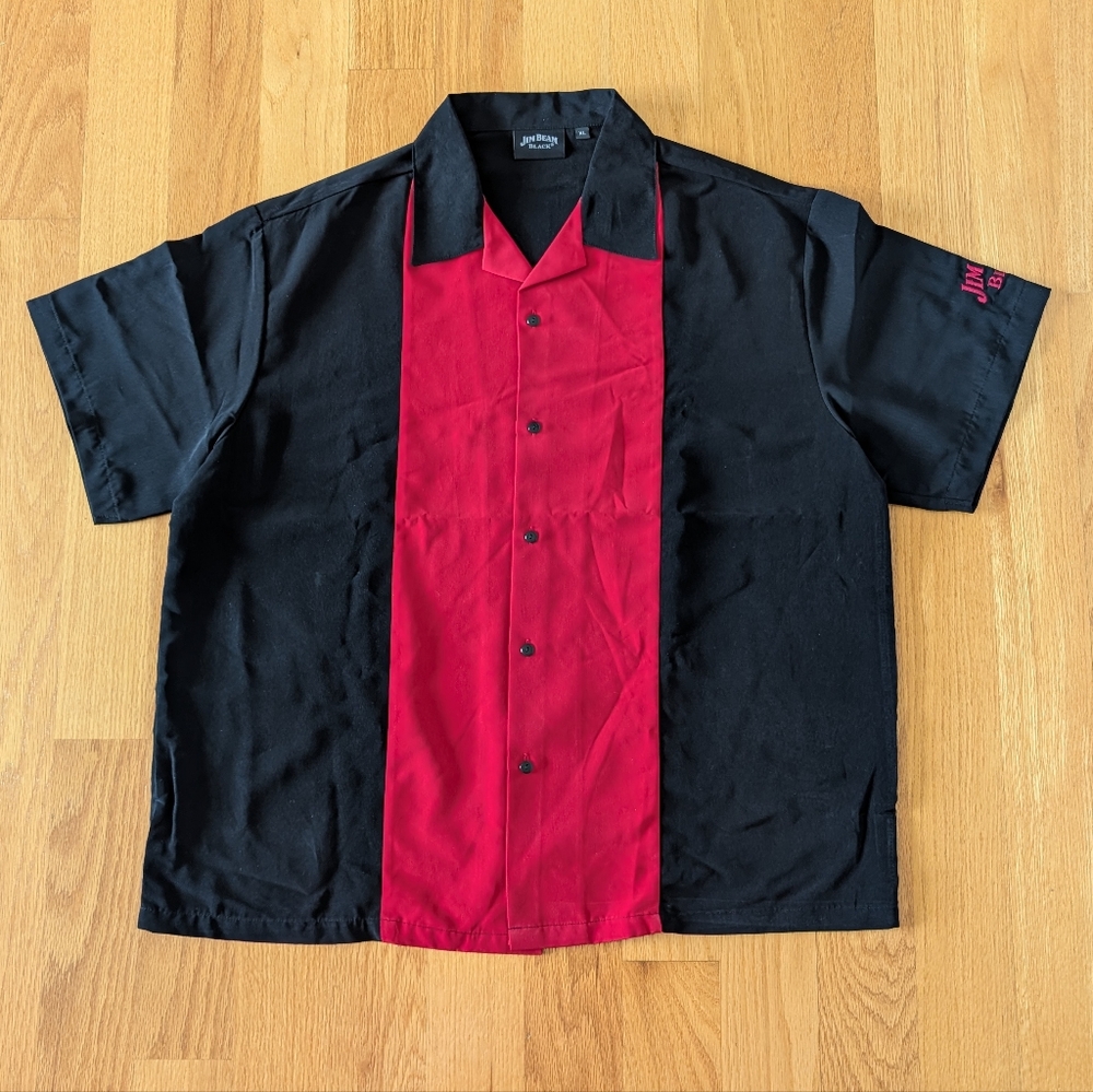 Men's Jim Bean Black Cocktail Button Down Bowling/Bartender Shirt XL